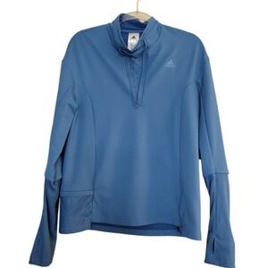 adidas Top Womens Medium Blue Cold Dry Long Sleeve‎ Cover Up Thumb Hole Athletic